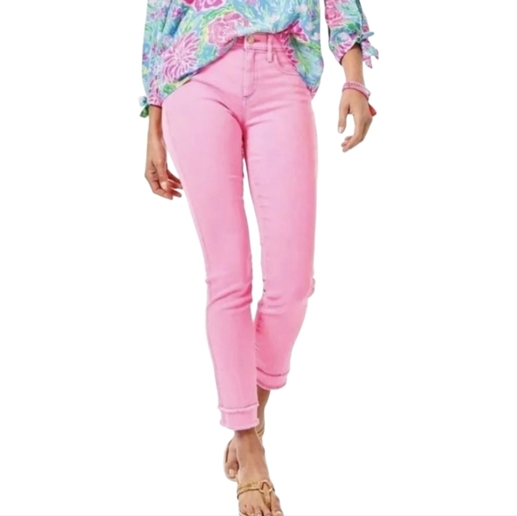 Lilly Pulitzer South Ocean High Rise Calla Lilly Pink Jeans - Size 14